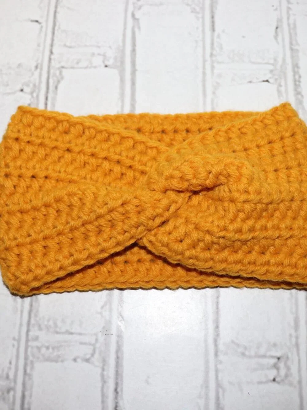 💛 Handmade Twisted Knit Headband · Solid Mustard Yellow Yarn 🤍